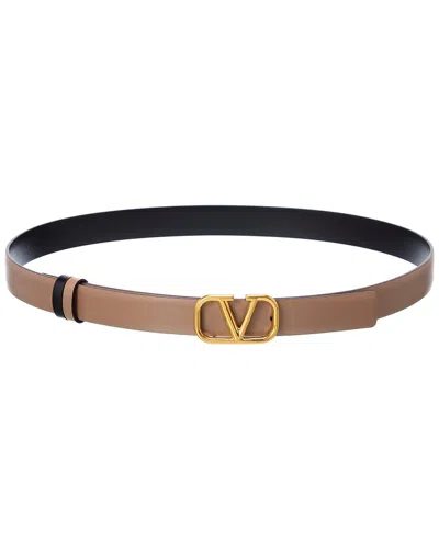 Valentino Garavani Valentino Vlogo 20mm Reversible Leather Belt In Beige