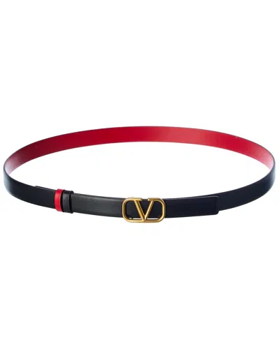 Valentino Garavani Valentino Vlogo 20mm Reversible Leather Belt In Blue