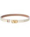Valentino Garavani Valentino Vlogo 20mm Reversible Leather Belt In White
