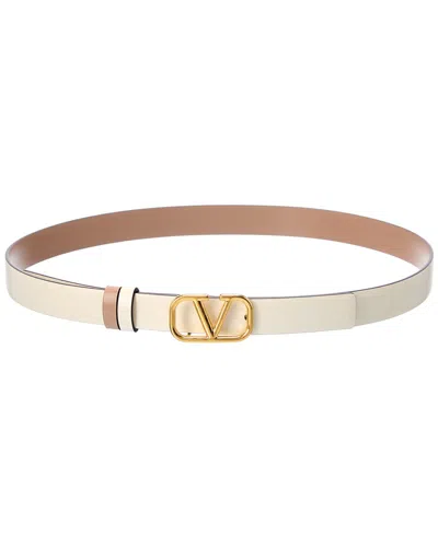 Valentino Garavani Valentino Vlogo 20mm Reversible Leather Belt In White