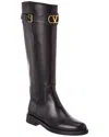 Valentino Garavani Vlogo Signature Calfskin Boot 30mm Woman Black 41.5 In Black