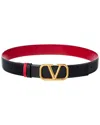 Valentino Vlogo 40mm Reversible Leather Belt In Red