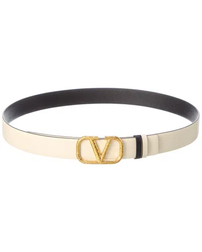 Valentino Garavani Valentino Vlogo 30mm Reversible Leather Belt In Neutral