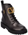 Valentino Dnu Pack  Vlogo 35 Leather Combat Boot In Black