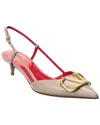Valentino Vlogo 40 Leather Slingback Pump In Brown