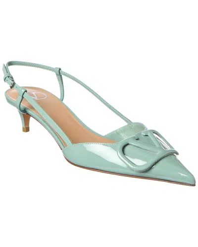 Valentino Garavani Vlogo 40 Patent-leather Slingback Pumps In Green
