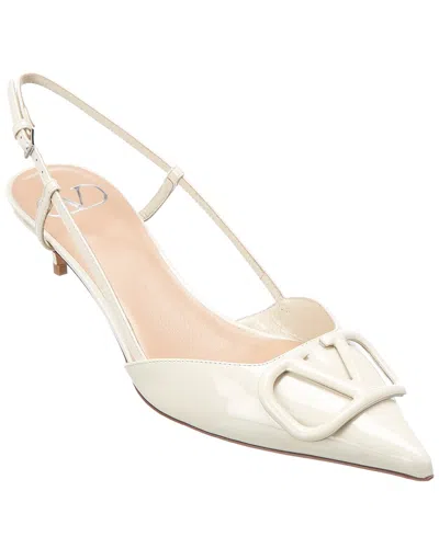 Valentino Garavani Valentino Vlogo 40 Patent Slingback Pump In White