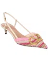Valentino Multicolor Crochet Vlogo Pumps In Pink
