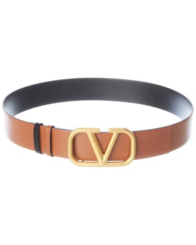 Valentino Garavani Valentino Vlogo 40mm Reversible Leather Belt In Brown