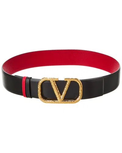 Valentino Garavani Vlogo 40mm Reversible Leather Belt In Black