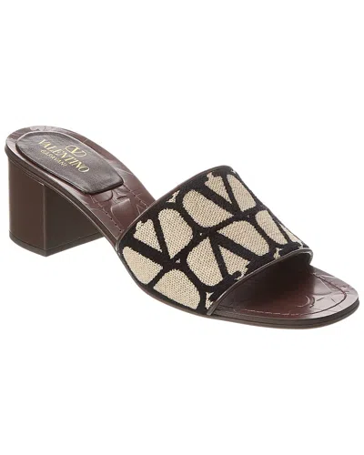 Valentino Garavani Vlogo-print Woven Heeled Mules In Blk/other