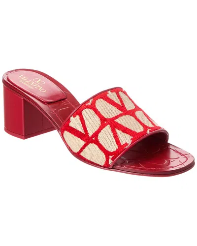 Valentino Garavani Valentino Vlogo 50 Toile Iconographe Canvas Sandal In Red