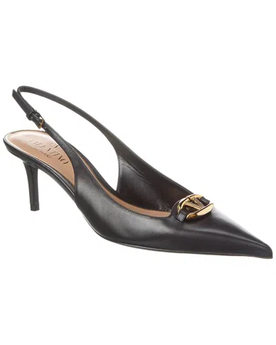 Valentino Garavani Valentino Vlogo 60 Leather Slingback Pump In Black