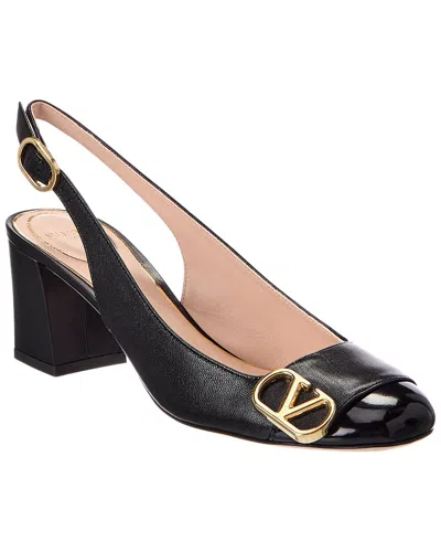 Valentino Garavani Valentino Vlogo 60 Leather Slingback Pump In Black