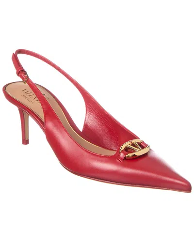 Valentino Garavani Valentino Vlogo Signature Pointed Toe Slingback Pumps In Red