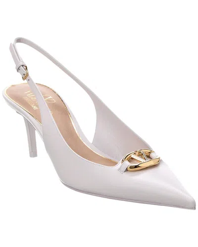 Valentino Garavani Vlogo 60 Leather Slingback Pump In White