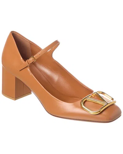 Valentino Garavani Valentino Vlogo 60 Signature Leather Pump In Brown