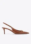 Valentino Slingback Pumps Vlogo The Bold Edition Tobacco In Brown
