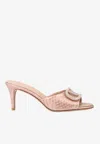 Valentino Vlogo 70 Crystal Buckle Mules In Elaphe Leather In Blush