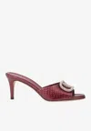 Valentino Vlogo 70 Crystal Buckle Mules In Elaphe Leather In Purple