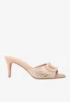 Valentino Vlogo 70 Crystal Buckle Mules In Elaphe Leather In Blush
