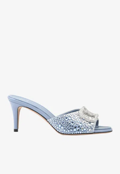 Valentino Garavani Vlogo 70 Crystal-embellished Mules In Light Blue
