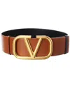 Valentino Vlogo Reversible & Adjustable Leather Belt In Brown