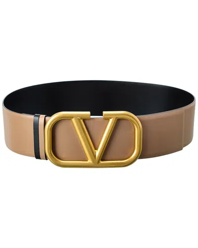 Valentino Garavani Valentino Vlogo 70mm Reversible Leather Belt In Beige