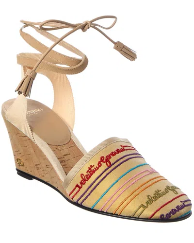 Valentino Garavani Valentino Vlogo 75 Canvas Wedge Sandal In Multi