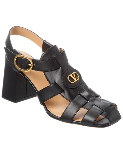 Valentino Garavani Dnu Inv Valentino Vlogo 75 Leather Sandal In Black