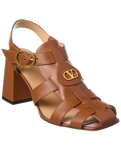 Valentino Garavani Valentino Vlogo 75 Leather Sandal In Brown