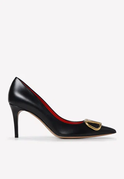 Valentino Garavani Women Black Calfskin Vlogo Signature Pumps