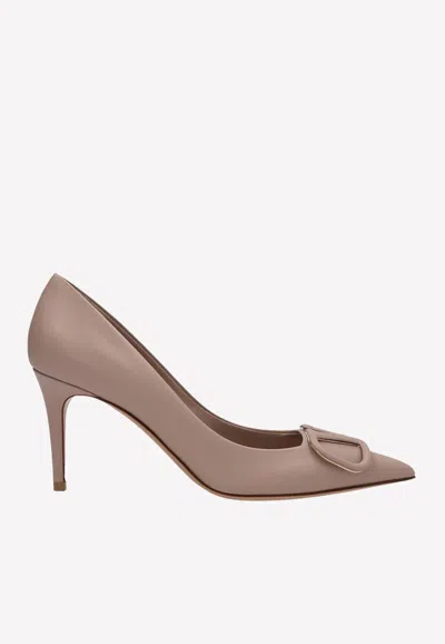 Valentino Garavani Vlogo 80 Calf Leather Pumps In Nude