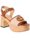 Valentino Vlogo Signature 80 Leather Platform Sandals In Brown