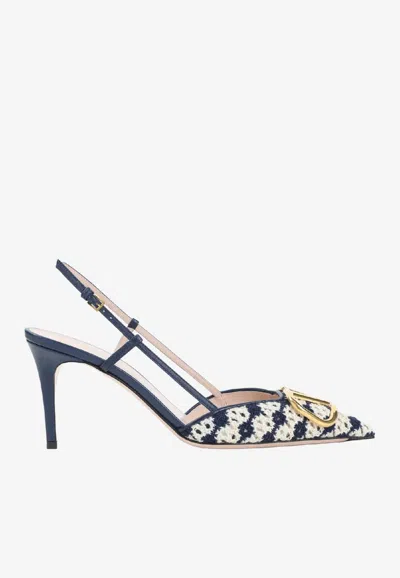 Valentino Garavani Vlogo 80 Crochet Knit Slingback Pumps In Multi