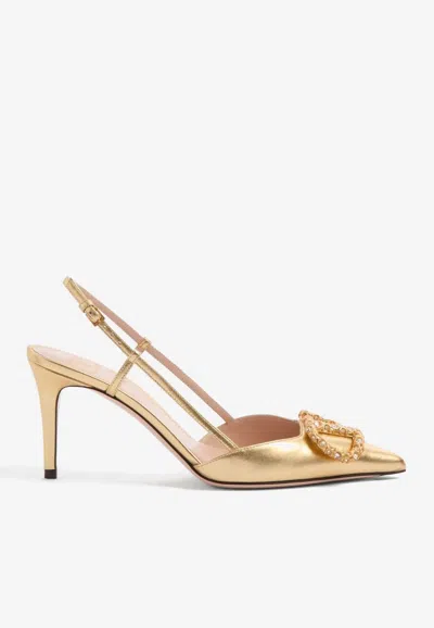 VALENTINO GARAVANI VLOGO 80 LAMINATED NAPPA SLINGBACK PUMPS