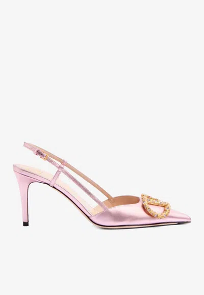 Valentino Garavani Vlogo 80 Laminated Nappa Slingback Pumps In Multicolor