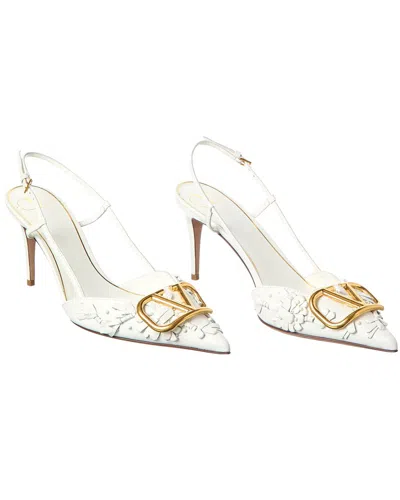 Valentino Garavani Valentino Vlogo 80 Leather Slingback Pump (authentic Pre-loved) In White
