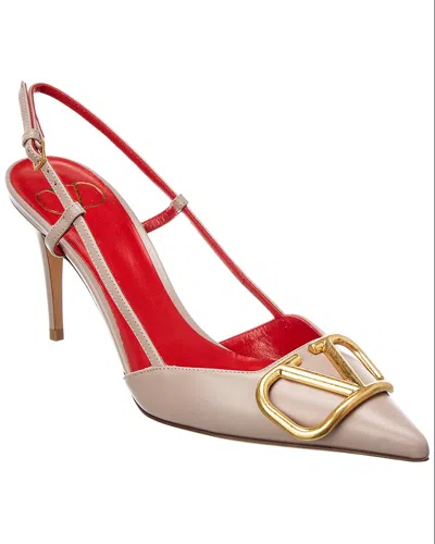 Valentino Garavani Vlogo Signature Leather Slingback Pumps In Animal Print