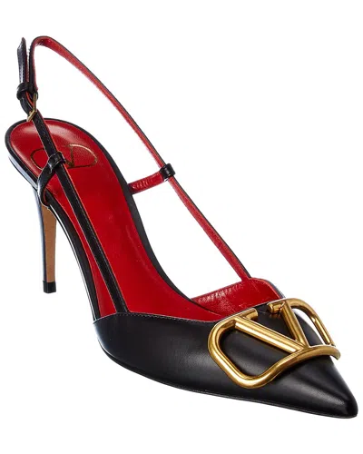 Valentino Garavani Leather Slingback With Frontal Vlogo Signature In Red