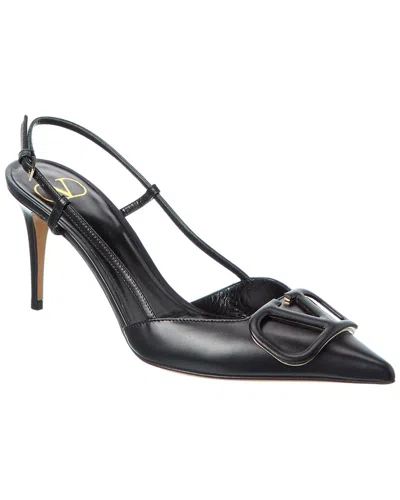 Valentino Garavani Valentino Vlogo 80 Leather Slingback Pump In Black