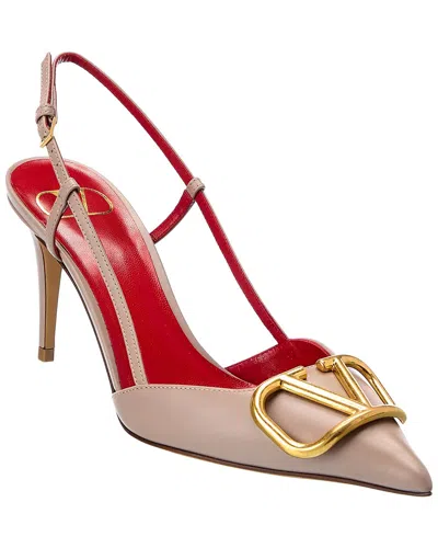 Valentino Garavani Valentino Vlogo 80 Leather Slingback Pump In Neutral