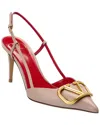 Valentino Womens Blush Vlogo 80 Pointed-toe Leather Slingback Courts In Pink