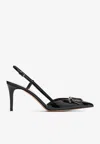Valentino Garavani Vlogo Signature Slingback Pump In Eel 80mm Woman Black 42 In Black
