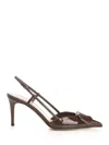 Valentino Scarpe Con Tacco Vlogo Signature In Pelle Marrone  Donna In Multi