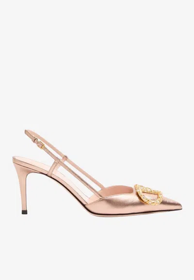 Valentino Garavani Vlogo 80 Slingback Pumps In Laminated Leather In Multi