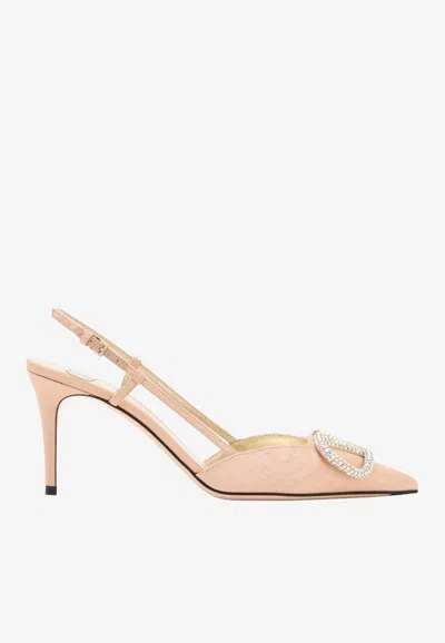 Valentino Garavani Vlogo 80 Slingback Pumps In Moiré Fabric In Multi