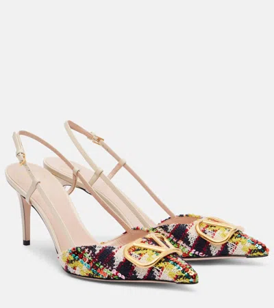 Valentino Garavani Vlogo 80 Tweed Slingback Pumps In Multi