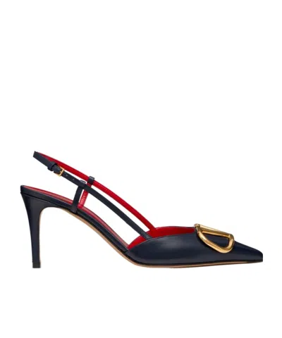 Valentino Garavani Leather Slingback With Frontal Vlogo Signature In Red