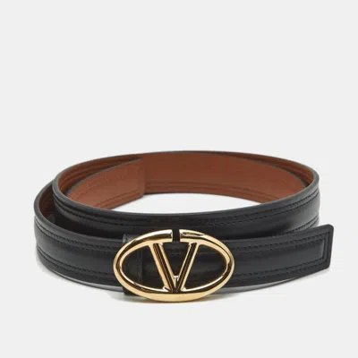 Pre-owned Valentino Garavani Vlogo 85cm Reversible Belt Black/brown Leather